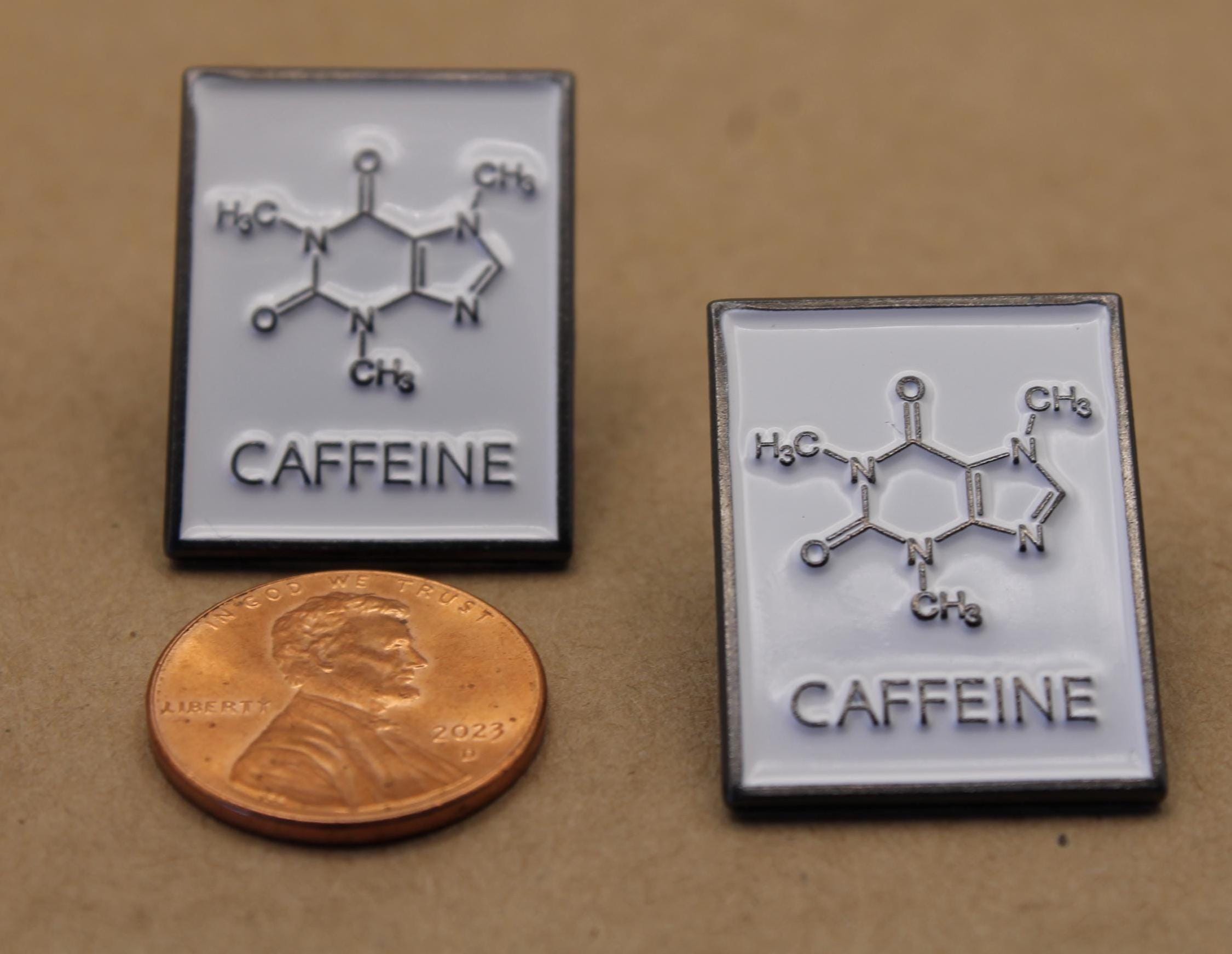 1 pc. Caffeine Molecular Structural Formula Enamel Pin, 27mm x 20.5mm | TMP-023*