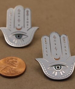 1 pc. Hamsa Hand with Evil Eye Enamel Pin, 35mm x 28mm | TMP-031*