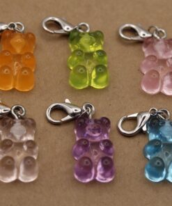 10 pc. Resin Gummy Bear Charms with Lobster Clasp, Mixed Colors, 34mm | MIS-455*