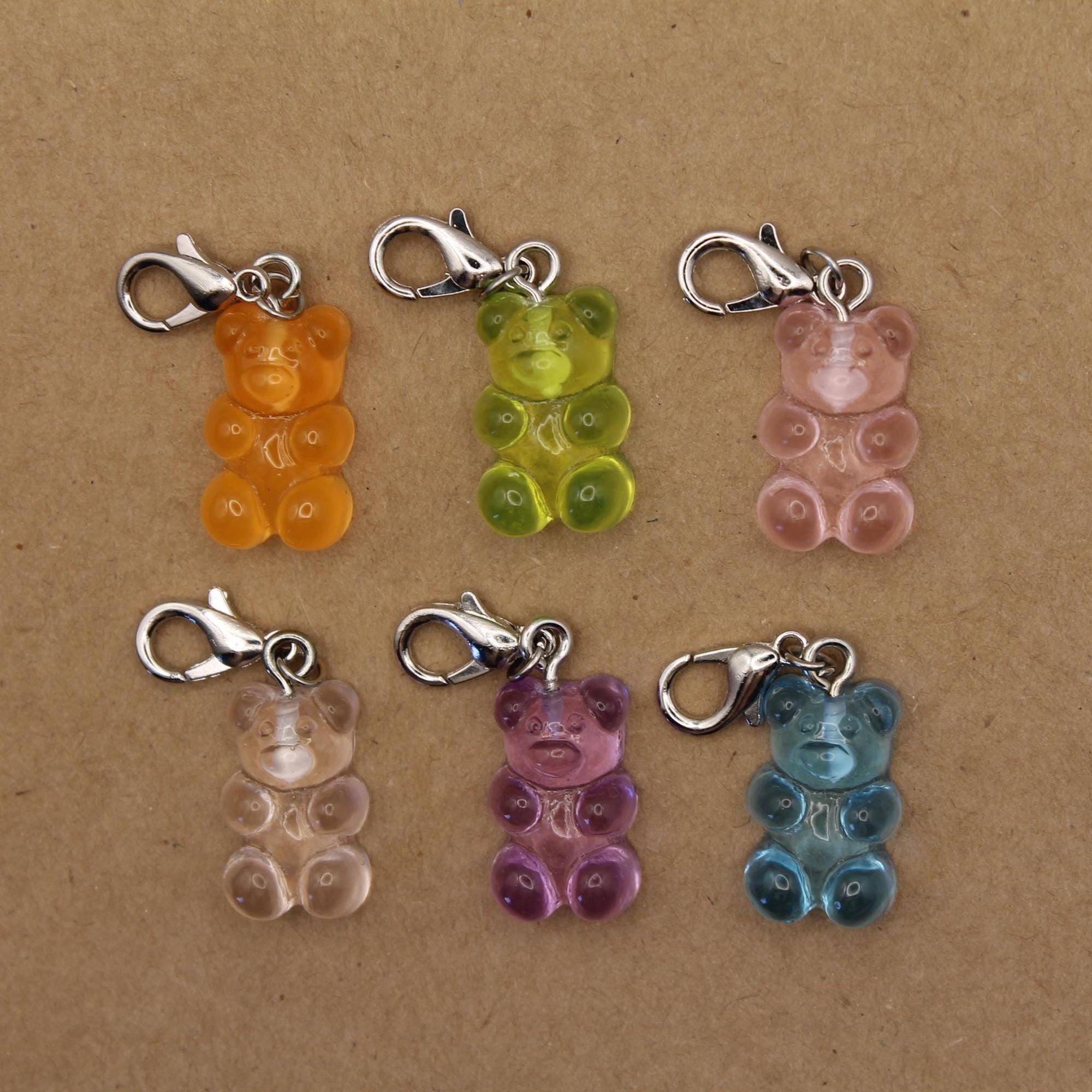 10 pc. Resin Gummy Bear Charms with Lobster Clasp, Mixed Colors, 34mm | MIS-455*