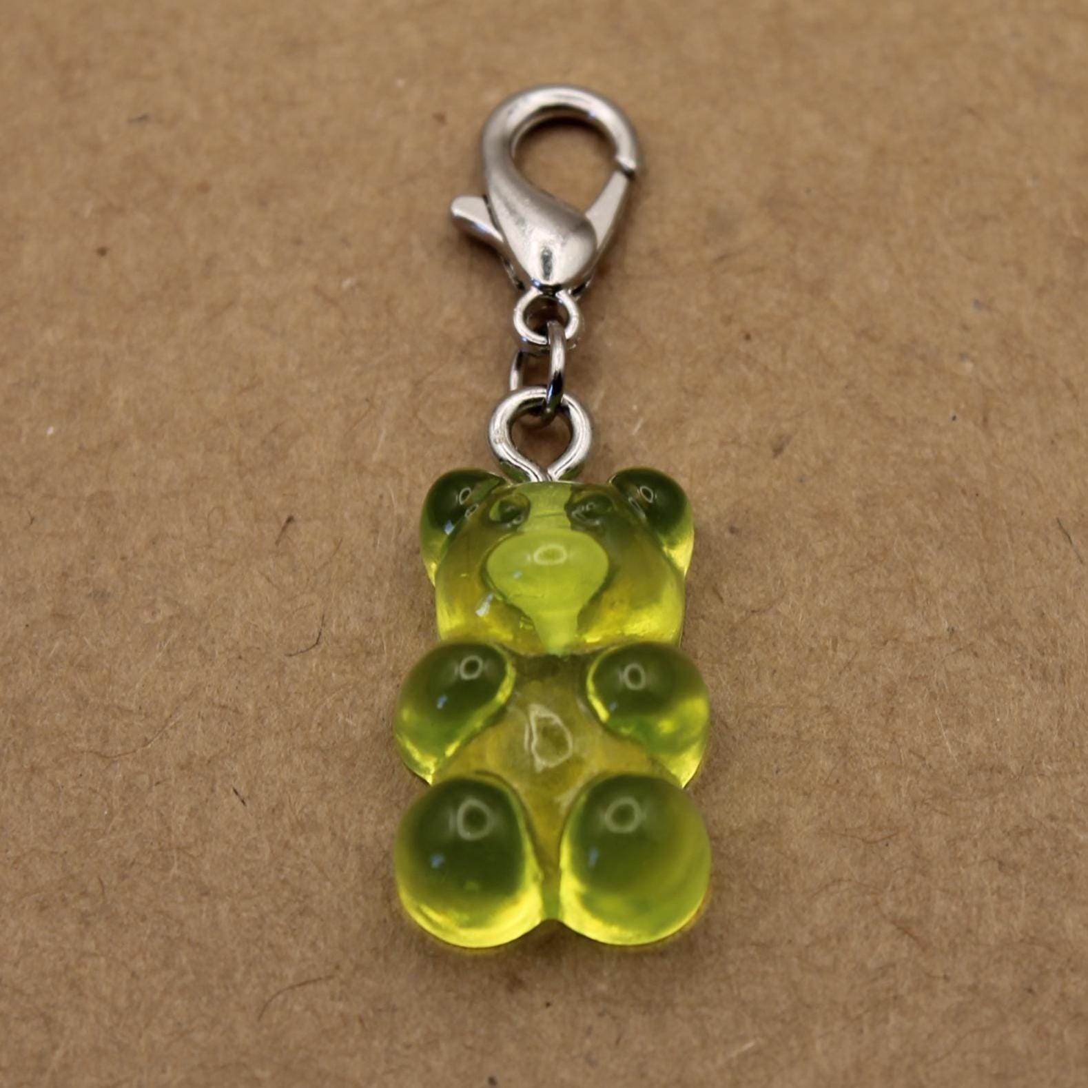 10 pc. Resin Gummy Bear Charms with Lobster Clasp, Mixed Colors, 34mm | MIS-455*