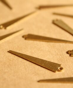 10 pc. Raw Brass Spike Charms with One Hole: 32.5mm by 6.5mm - made in USA | RB-1122
