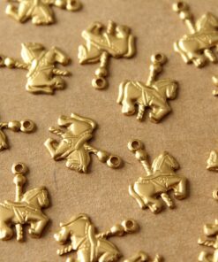 24 pc. Tiny Raw Brass Carousel Horse Charms: 10.5mm by 14mm - made in USA | RB-550*