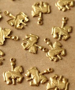 24 pc. Tiny Raw Brass Carousel Horse Charms: 10.5mm by 14mm - made in USA | RB-550*