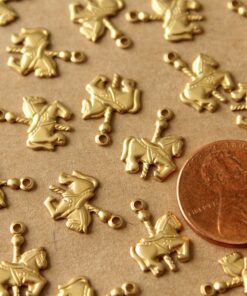 24 pc. Tiny Raw Brass Carousel Horse Charms: 10.5mm by 14mm - made in USA | RB-550*
