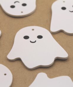 6 pc. Vegan Leather Ghost Pendants, 46mm x 45mm | TMP-037