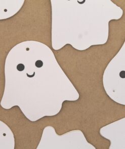 6 pc. Vegan Leather Ghost Pendants, 46mm x 45mm | TMP-037