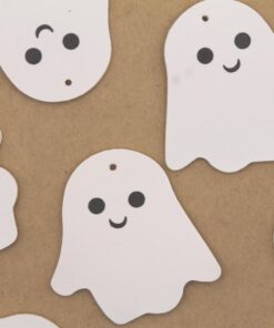 6 pc. Vegan Leather Ghost Pendants, 46mm x 45mm | TMP-037