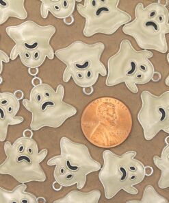 6 pc. Glow-in-the-Dark Ghost Charms, 20.5mm x 18.5mm | TMP-039