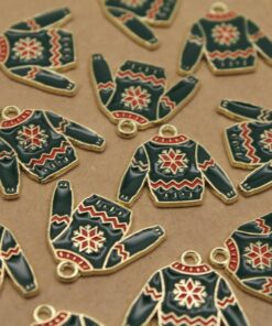 12 pc. Enameled Ugly Christmas Sweater Charms, 20mm x 17mm | MIS-481*