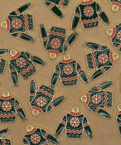 12 pc. Enameled Ugly Christmas Sweater Charms, 20mm x 17mm | MIS-481*