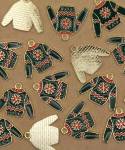 12 pc. Enameled Ugly Christmas Sweater Charms, 20mm x 17mm | MIS-481*