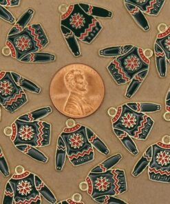 12 pc. Enameled Ugly Christmas Sweater Charms, 20mm x 17mm | MIS-481*
