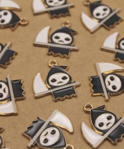 8 pc. Enameled Grim Reaper Charms, 20mm x 19mm | MIS-487*