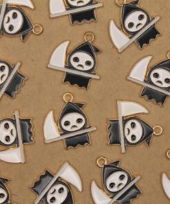 8 pc. Enameled Grim Reaper Charms, 20mm x 19mm | MIS-487*