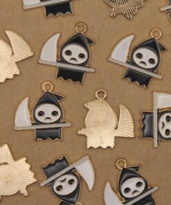 8 pc. Enameled Grim Reaper Charms, 20mm x 19mm | MIS-487*