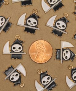 8 pc. Enameled Grim Reaper Charms, 20mm x 19mm | MIS-487*