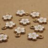 10 pc. White and Gold Enameled Hibiscus Flower Charms, 14.5mm x 12mm | MIS-513*