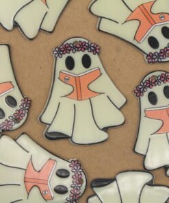 4 pc. Acrylic Hippie Reading Ghost Pendants, 42mm x 35mm | TMP-043