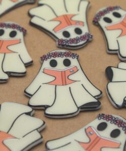 4 pc. Acrylic Hippie Reading Ghost Pendants, 42mm x 35mm | TMP-043