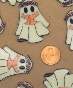 4 pc. Acrylic Hippie Reading Ghost Pendants, 42mm x 35mm | TMP-043