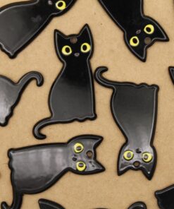 4 pc. Acrylic Black Cat Charms, Double-Sided, 38mm x 26.5mm | MIS-088*