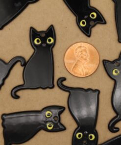 4 pc. Acrylic Black Cat Charms, Double-Sided, 38mm x 26.5mm | MIS-088*