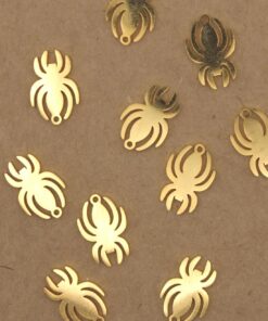 4 pc. Gold-Plated Spider Charms, Laser Cut Stainless Steel, 12mm x 8mm | MIS-023*