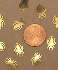 4 pc. Gold-Plated Spider Charms, Laser Cut Stainless Steel, 12mm x 8mm | MIS-023*