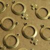6 pc. Antique Brass Plated Female Symbol Charms: 25mm by 15mm - made in USA | AB-145