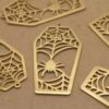 2 pc. Gold-Plated Coffin with Spiderwebs Pendants, Laser Cut Stainless Steel, 45mm x 24mm | MIS-532