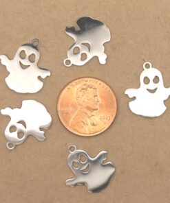 4 pc. Spooky Ghost Charms, Laser Cut Stainless Steel, 18mm x 17mm | TMP-046