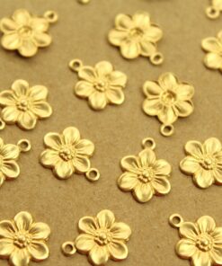 16 pc. Small Raw Brass Flower Charms: 12.5mm by 10mm - made in USA flower daisy daisies floral sunflowers garden plant bouquet | RB-1369