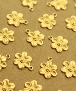 16 pc. Small Raw Brass Flower Charms: 12.5mm by 10mm - made in USA flower daisy daisies floral sunflowers garden plant bouquet | RB-1369