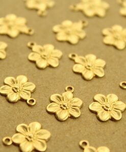 16 pc. Small Raw Brass Flower Charms: 12.5mm by 10mm - made in USA flower daisy daisies floral sunflowers garden plant bouquet | RB-1369