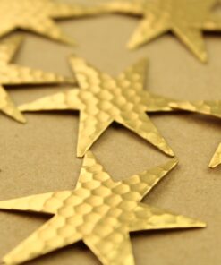 3 pc. Large Raw Brass Hammered Star Burst Charms: 45.5mm by 41mm - made in USA | RB-1360