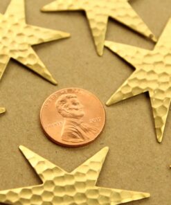 3 pc. Large Raw Brass Hammered Star Burst Charms: 45.5mm by 41mm - made in USA | RB-1360