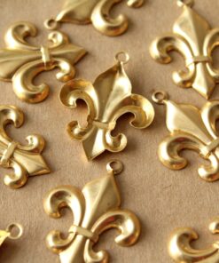 6 pc. Large Fleur de Lis Charms: 26.5mm by 21mm - made in USA | RB-1410