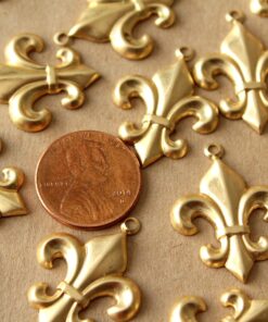 6 pc. Large Fleur de Lis Charms: 26.5mm by 21mm - made in USA | RB-1410