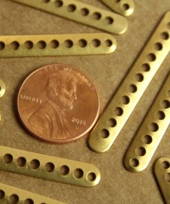 8 pc. Raw Brass Bars Lined With Holes: 41mm by 5.5mm - made in USA | RB-1198