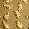 14 pc. Raw Brass Sitting Cat Charms: 18mm by 14mm - made in USA | RB-1217