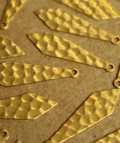 8 pc. Long Hammered Raw Brass Dropped Diamond Charms: 29mm by 8mm - made in USA | RB-1211