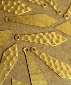 8 pc. Long Hammered Raw Brass Dropped Diamond Charms: 29mm by 8mm - made in USA | RB-1211