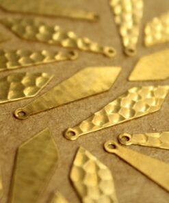 8 pc. Long Hammered Raw Brass Dropped Diamond Charms: 29mm by 8mm - made in USA | RB-1211