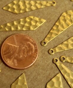 8 pc. Long Hammered Raw Brass Dropped Diamond Charms: 29mm by 8mm - made in USA | RB-1211