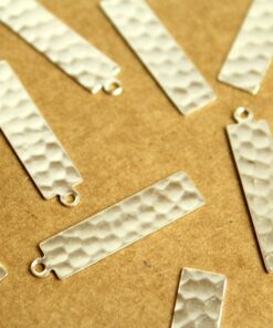 8 pc. Silver Plated Brass Hammered Rectangle Tag with One Loop: 29mm by 7mm - made in USA | SI-292