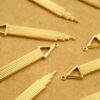 6 pc. Gold Plated Brass Geometric Dangle Charms : 51mm by 8.5mm - made in USA | GLD-078