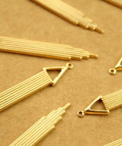 6 pc. Gold Plated Brass Geometric Dangle Charms : 51mm by 8.5mm - made in USA | GLD-078