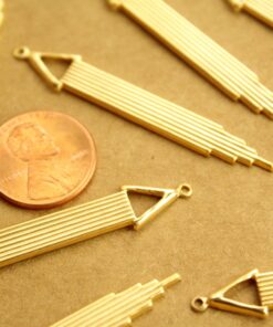 6 pc. Gold Plated Brass Geometric Dangle Charms : 51mm by 8.5mm - made in USA | GLD-078