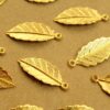 15 pc. Gold Plated Leaf Charms, 31.5mm by 12.5mm | MIS-201*